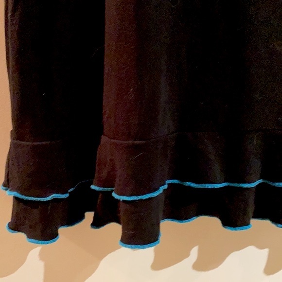 LUC FONTAINE Designer Black Dress!!! Turquoise Roses & Trim!!! - Picture 5 of 11